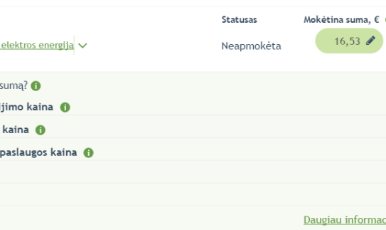 Už elektrą atsiskaitantiems ESO savitarnoje – atsakymas, iš ko susideda elektros kaina