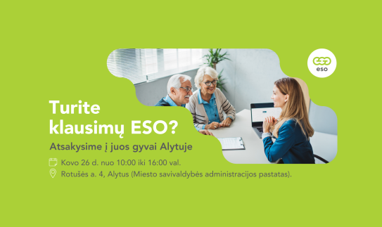 ESO vyksta į regionus: atsakymai ir informacija Alytaus krašto gyventojams ir verslininkams jau...