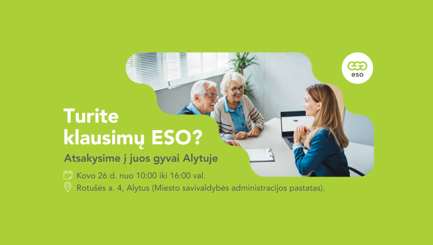 ESO vyksta į regionus: atsakymai ir informacija Alytaus krašto gyventojams ir verslininkams jau...